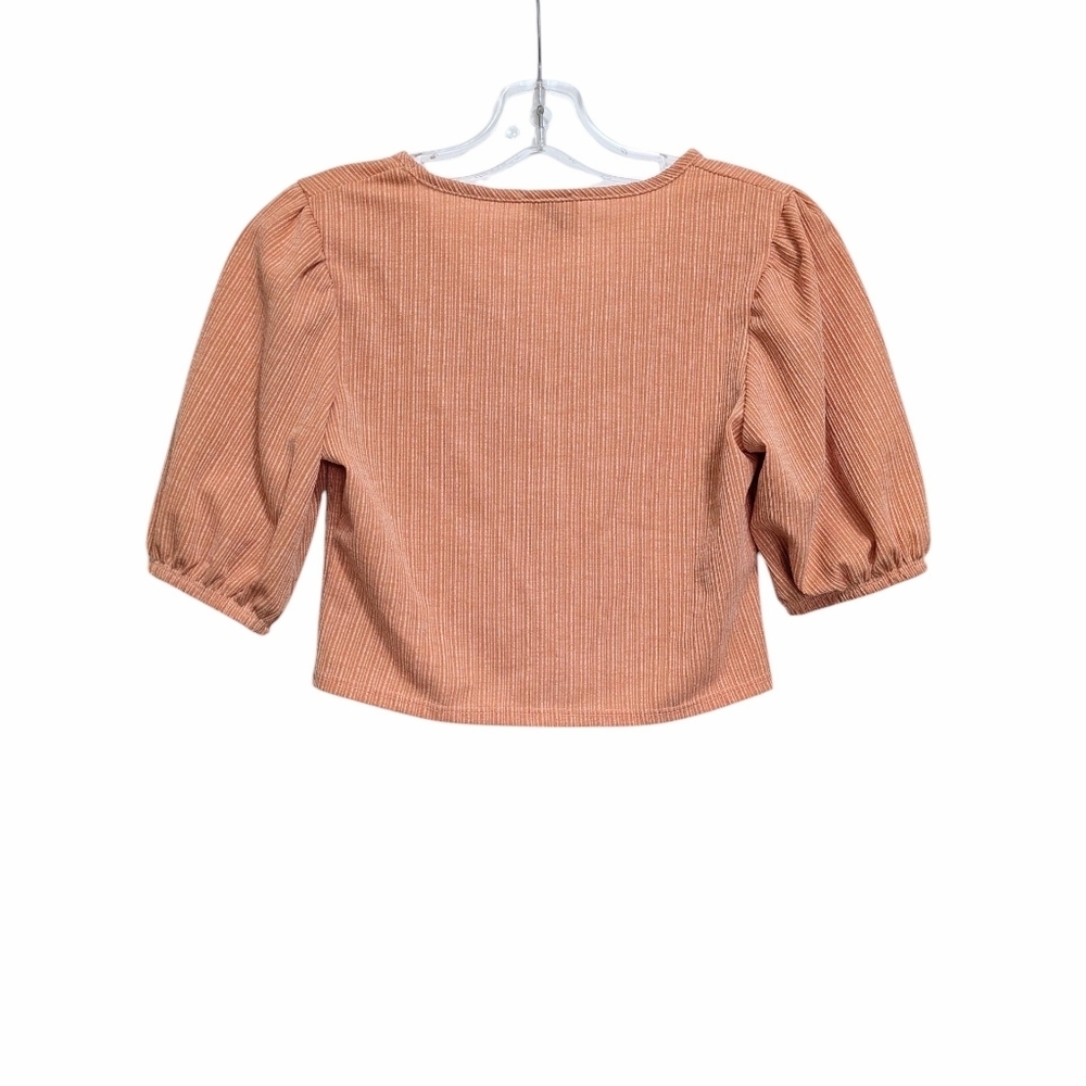 Olivia Rae Ribbed Orange Flare Two-Piece Set Small Tall - Picture 3 of 12